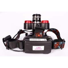 Фонарь налобный аккумуляторный LED5338 3.7В 3LED 5Вт фокус 2 ак. 4 реж. USB бокс черн. Ultraflash 15032