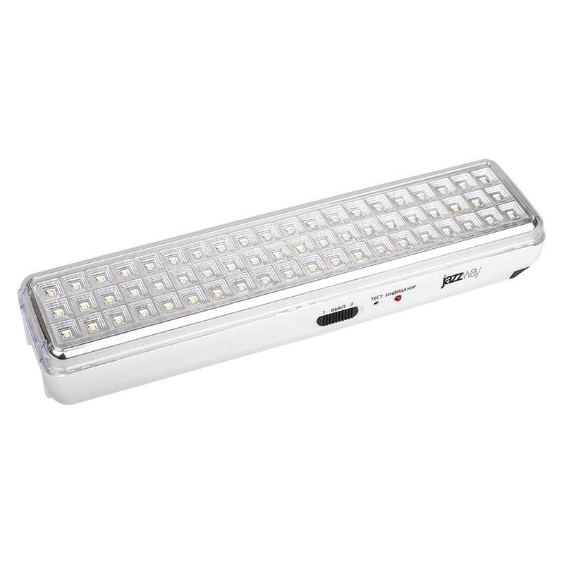 Фонарь-светильник аккумуляторный Accu9-L60-wh аварийный 60SMD яркий 300лм 2ч/эконом 90лм 6ч 220В аккум. Li-ion 3.7В 2.4А.ч бел. 