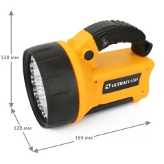 Фонарь аккумуляторный UF3712LED 19LED аккум. 4В 2А.ч 220В/12В пластик. желт. (кор.) Ultraflash 8310