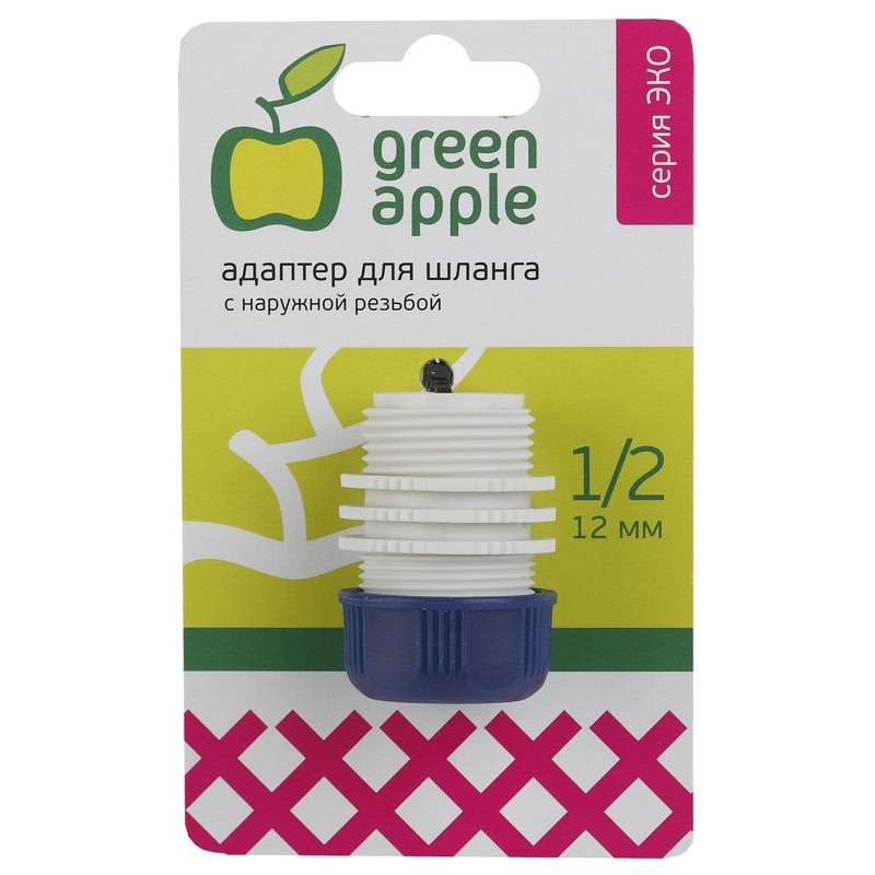 Адаптер для шланга 12мм (1/2) с наружной резьбой пластик (50/200/2400) Green Apple Б0017775 Адаптер для шланга 12мм (1/2) с наружной резьбой пластик (50/200/2400) Green Apple Б0017775