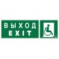 Знак безопасности NPU-3413.E63 "Указ. выхода для инвал. в креслах колясках (прав.)" Белый свет a19922