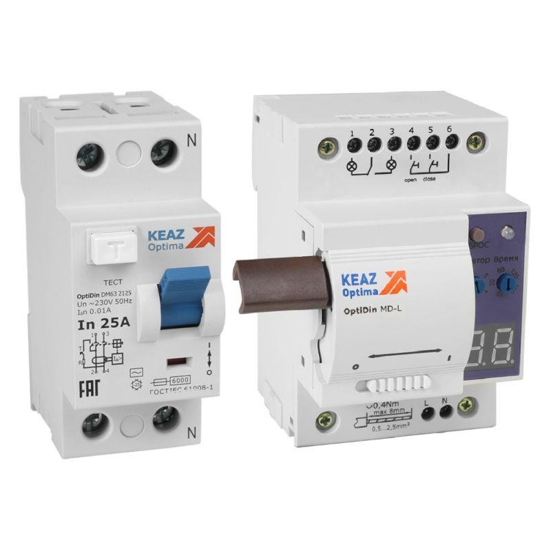 Моторпривод OptiDin MD-L-УХЛ4 + ВДТ без защиты от сверхтоков OptiDin DM63-2225-AС-УХЛ4 (2P 25 30mA) КЭАЗ 361852 Моторпривод OptiDin MD-L-УХЛ4 + ВДТ без защиты от сверхтоков OptiDin DM63-2225-AС-УХЛ4 (2P 25 30mA) КЭАЗ 361852