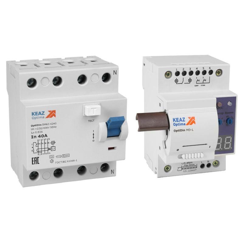 Моторпривод OptiDin MD-L-УХЛ4 + ВДТ без защиты от сверхтоков OptiDin DM63-4240-AС-УХЛ4 (4P 40 30mA) КЭАЗ 361847 Моторпривод OptiDin MD-L-УХЛ4 + ВДТ без защиты от сверхтоков OptiDin DM63-4240-AС-УХЛ4 (4P 40 30mA) КЭАЗ 361847